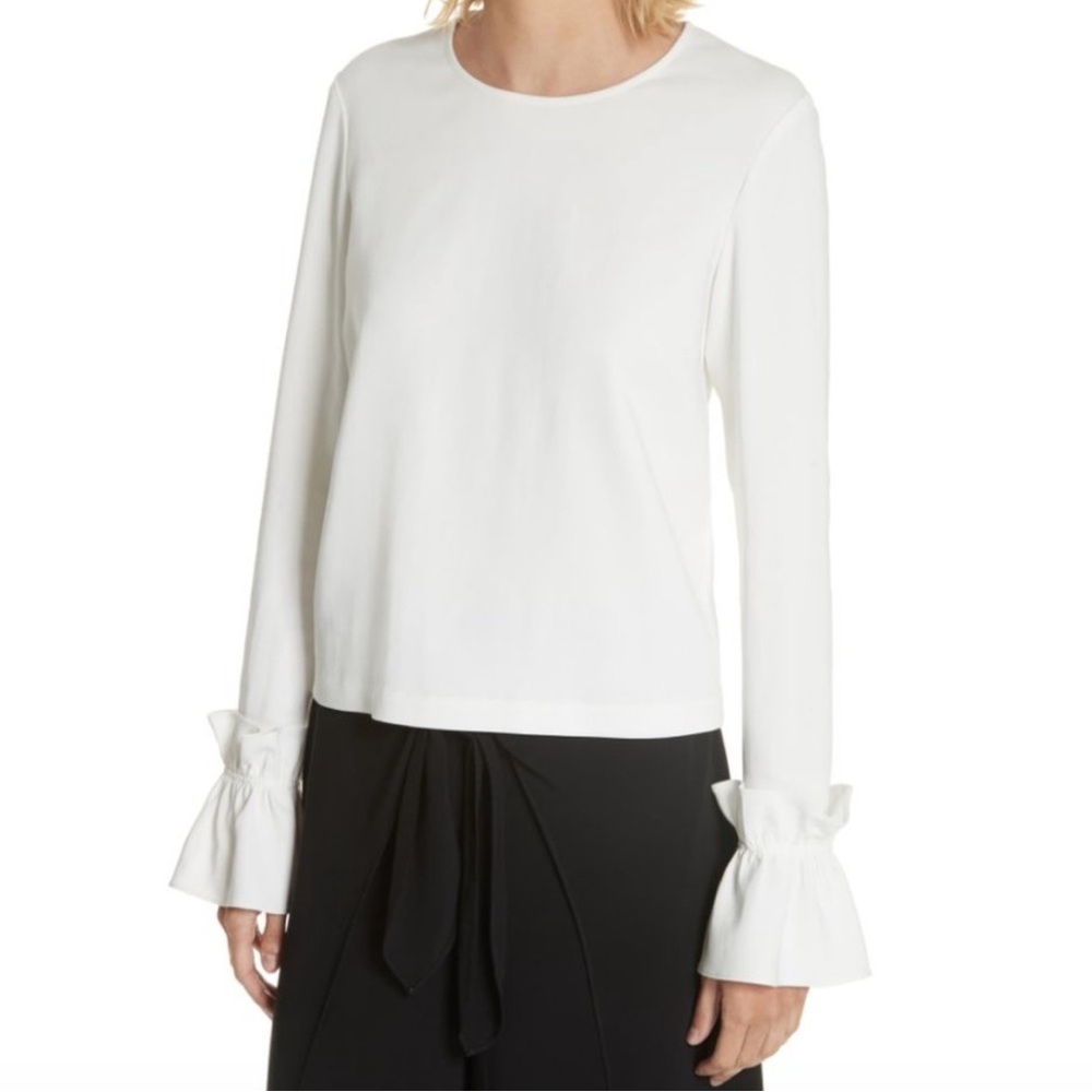 ALC Ruffle Cuff Top Ivory White Size 8